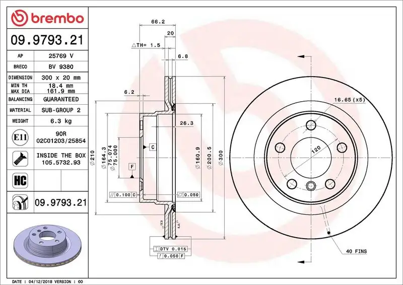 BREMBO 09.9793.21 Arka Fren Diski 34216792227 resmi