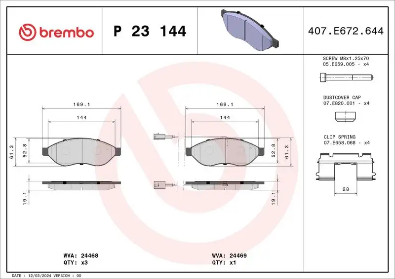 BREMBO P23144 Ön Fren Balatası resmi