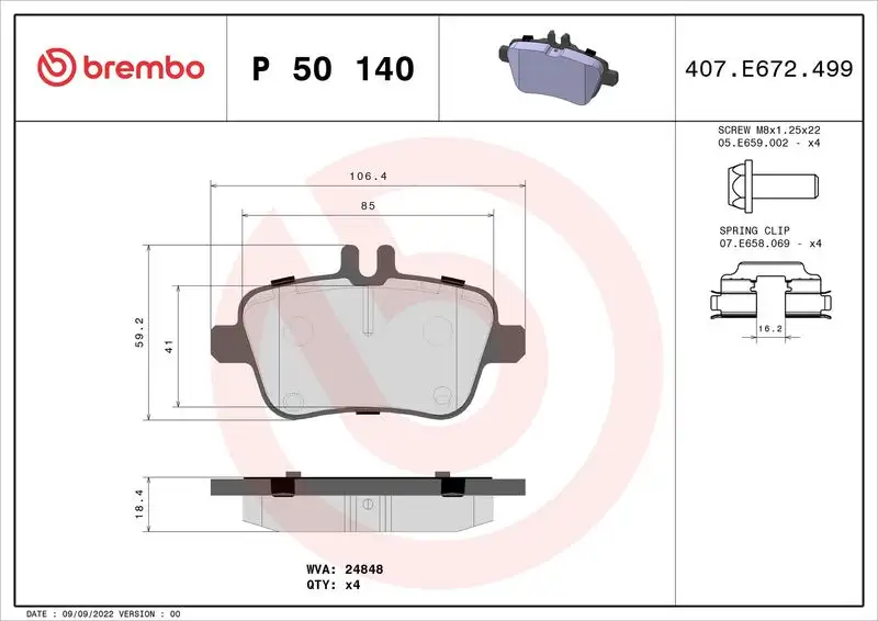 BREMBO P50140 Arka Fren Balatası resmi