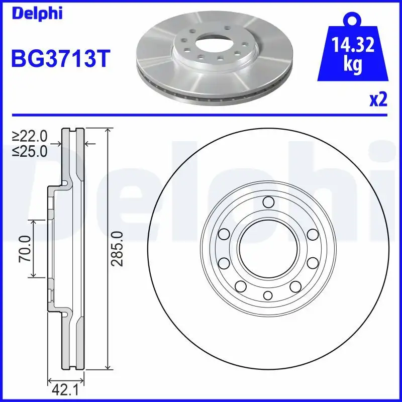 DELPHI BG3713T Ön Fren Diski resmi
