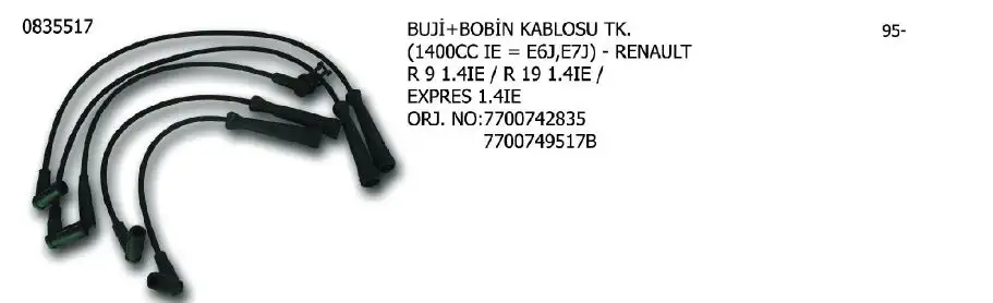 ÜNÜVAR 0835517 Buji Kablosu 7700749517B resmi