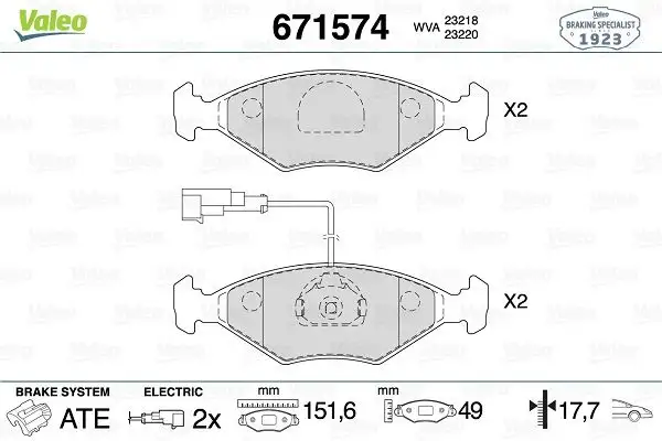 VALEO 671574 Ön Fren Balatası resmi