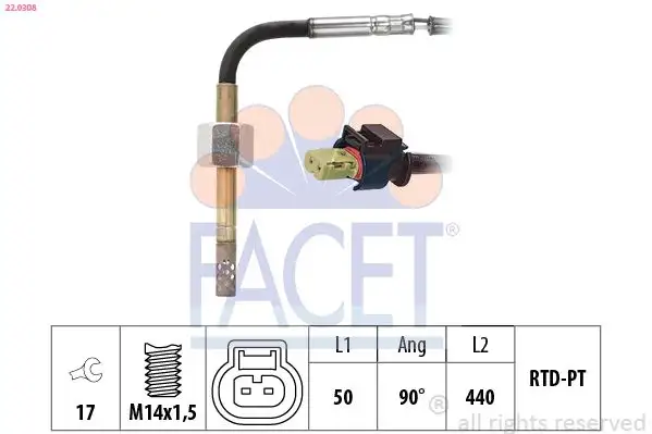 FACET 22.0308 Egzoz Sıcaklık Sensörü resmi