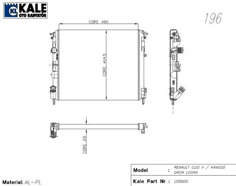 KALE 0528292AL Radyatör resmi