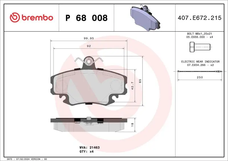 BREMBO P68008 Ön Fren Balatası resmi