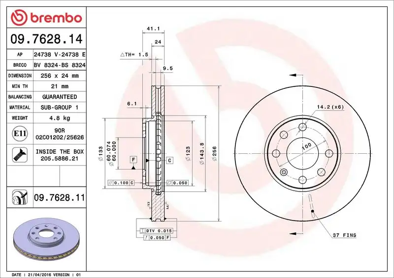 BREMBO 09.7628.14 Ön Fren Diski resmi