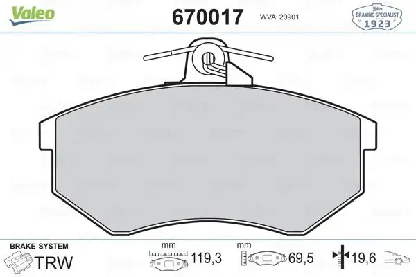 VALEO 670017 Ön Fren Balatası resmi