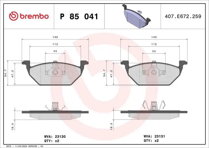 BREMBO P85041 Ön Fren Balatası resmi