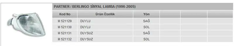 MARS 521129 Sinyal Lambası (Sağ) 630381 resmi
