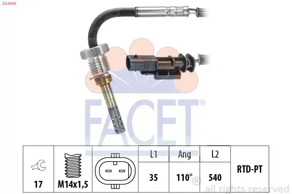 FACET 22.0343 Egzoz Sıcaklık Sensörü 31480180 resmi