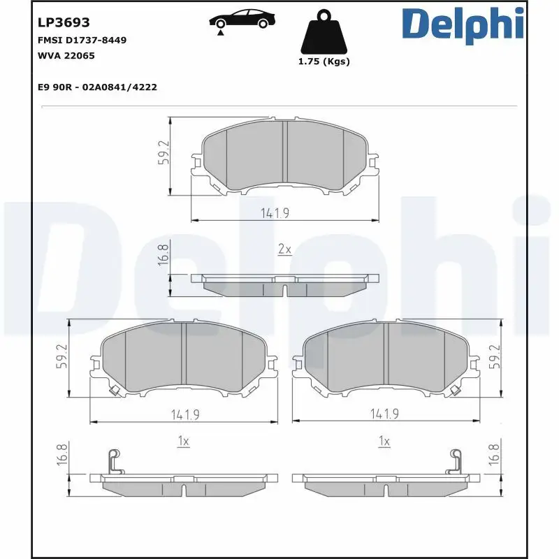 DELPHI LP3693 Ön Fren Balatası D10604CA0A resmi