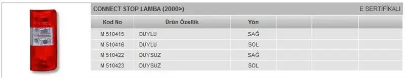 MARS 510416 Stop Lambası (Sol) 2T1413A603AF resmi