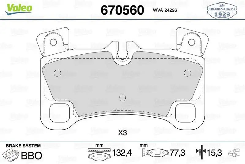 VALEO 670560 Arka Fren Balatası resmi