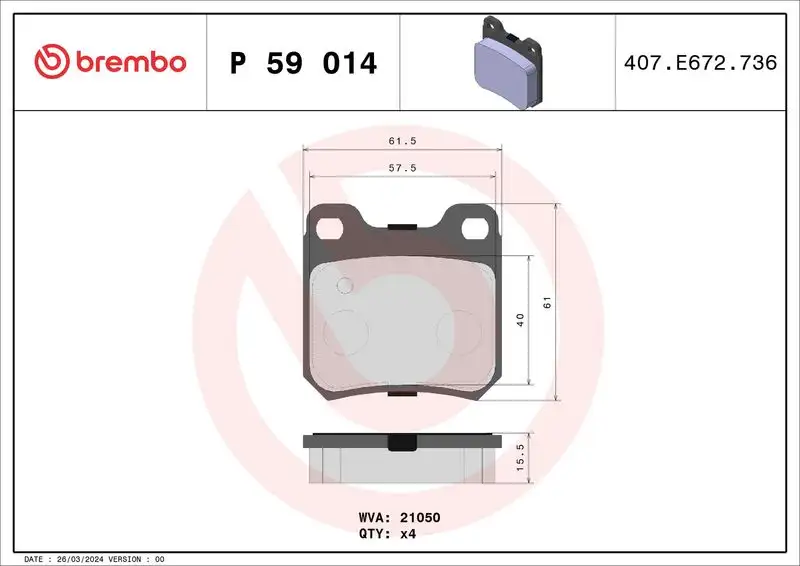 BREMBO P59014 Arka Fren Balatası resmi