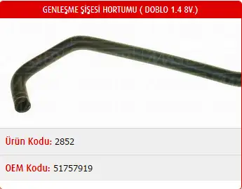 MASTER M2852 Yedek Su Deposu Hortumu 51757919 resmi