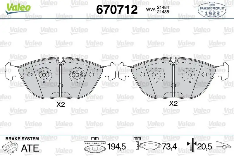 VALEO 670712 Ön Fren Balatası resmi
