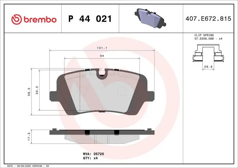 BREMBO P44021 Arka Fren Balatası resmi