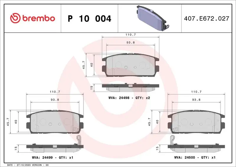 BREMBO P10004 Arka Fren Balatası resmi
