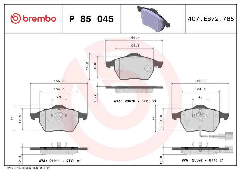 BREMBO P85045 Ön Fren Balatası resmi