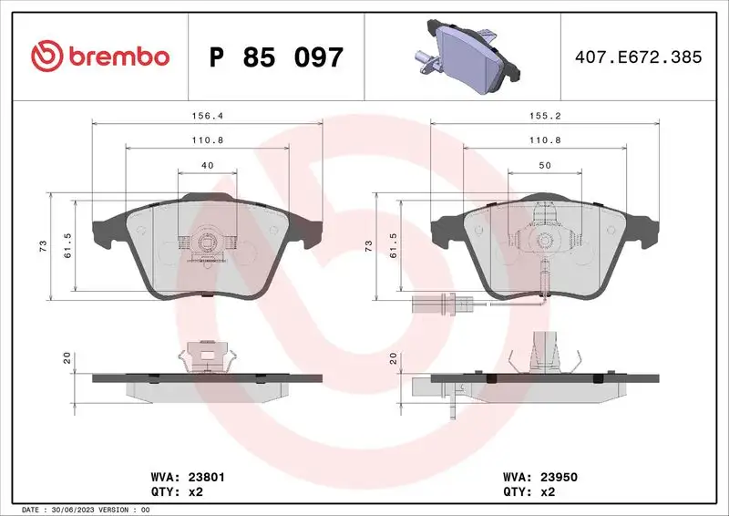 BREMBO P85097 Ön Fren Balatası resmi
