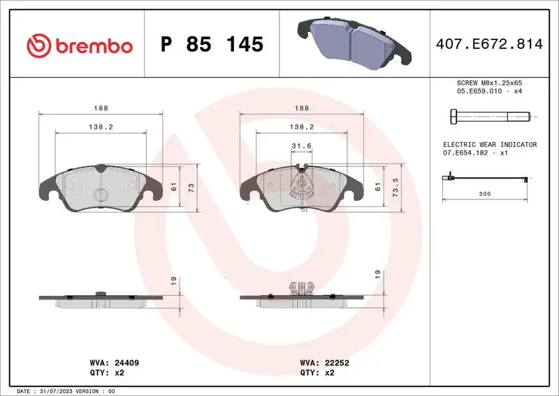 BREMBO P85145 Ön Fren Balatası resmi