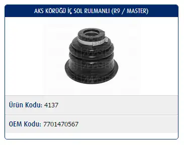 MASTER M4137 İç Aks Körüğü (Sol) 7701470567 resmi