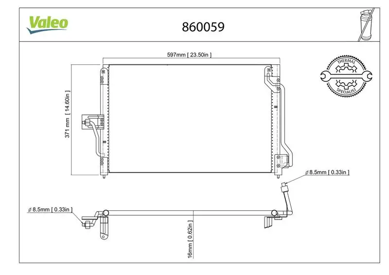 VALEO 860059 Klima Radyatörü 52464309 resmi