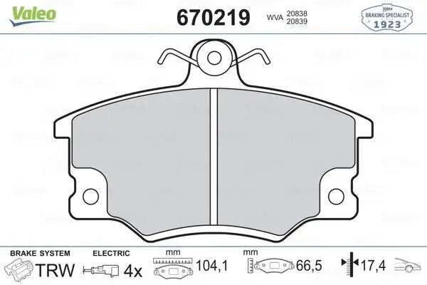 VALEO 670219 Ön Fren Balatası resmi