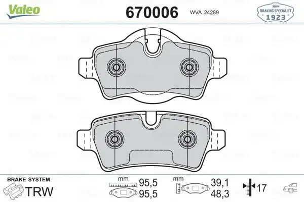 VALEO 670006 Arka Fren Balatası resmi