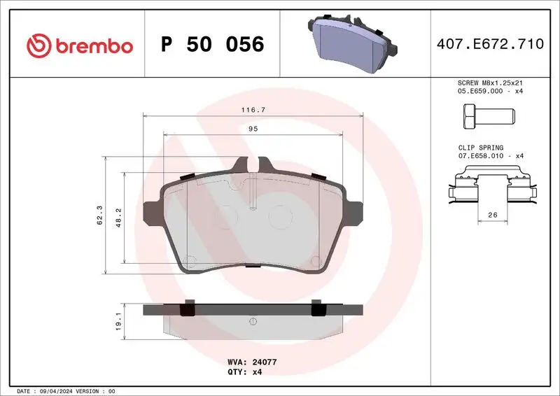 BREMBO P50056 Ön Fren Balatası resmi