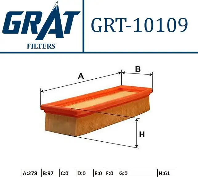 GRAT 10109 Hava Filtresi 55192012 resmi