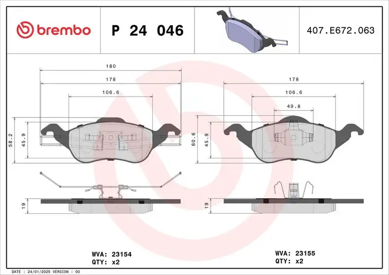 BREMBO P24046 Ön Fren Balatası resmi