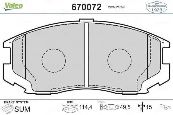 VALEO 670072 Ön Fren Balatası resmi