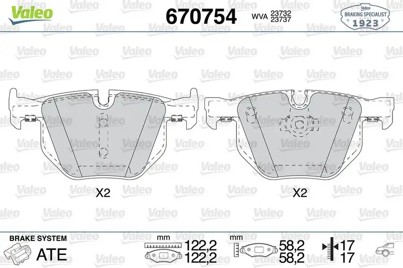 VALEO 670754 Arka Fren Balatası resmi