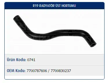 MASTER M0741 Radyatör Üst Hortumu 7700787606 resmi