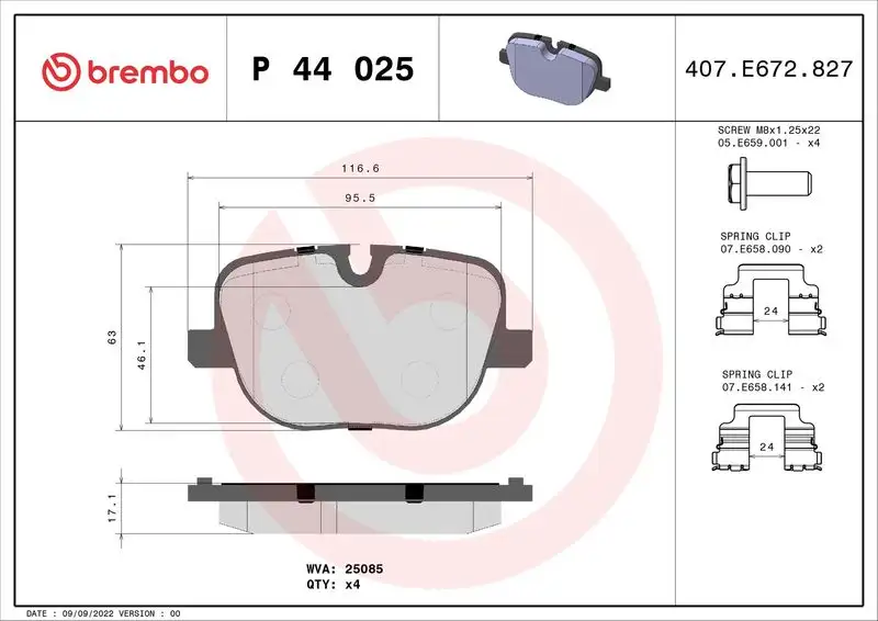 BREMBO P44025 Arka Fren Balatası LR025739 resmi