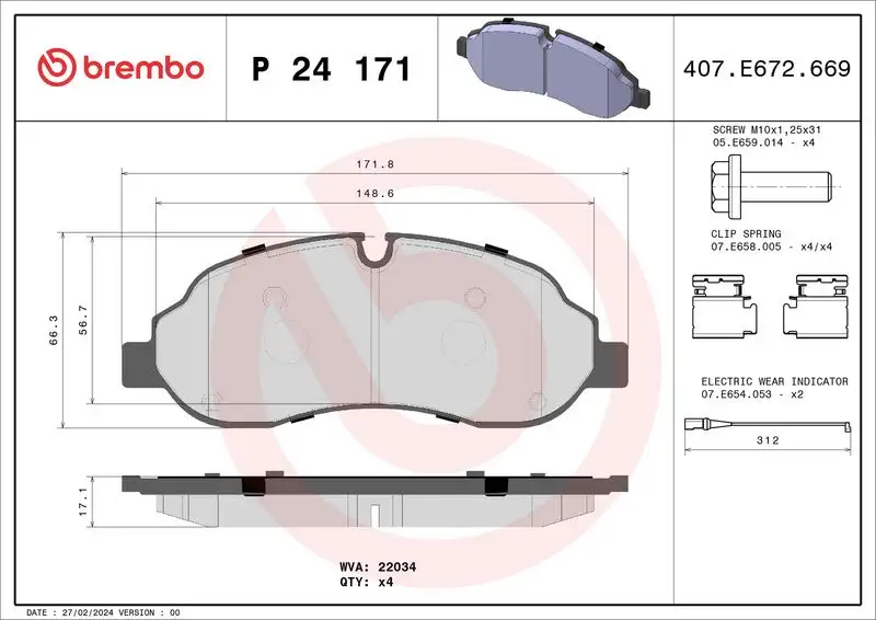 BREMBO P24171 Ön Fren Balatası resmi