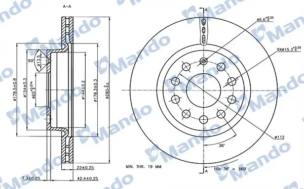 MANDO MBC035334 Ön Fren Diski resmi