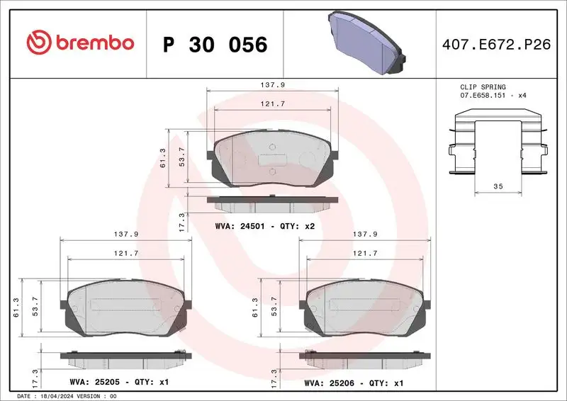BREMBO P30056 Ön Fren Balatası resmi