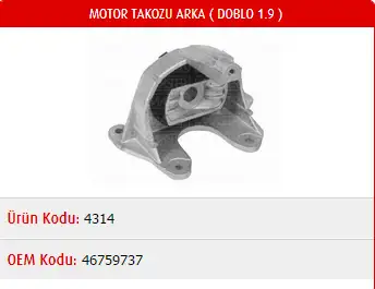 MASTER M4314 Motor Takozu (Arka) 46759737 resmi