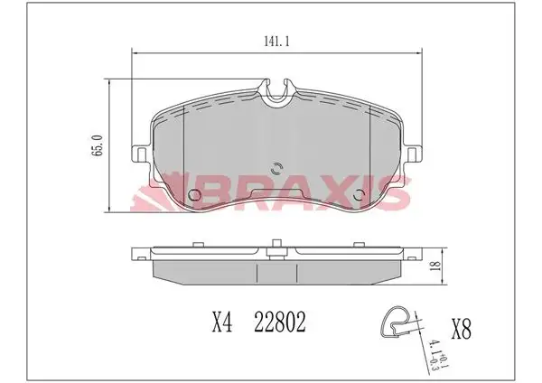 BRAXIS AA0703 Arka Fren Balatası 2H6698451A resmi