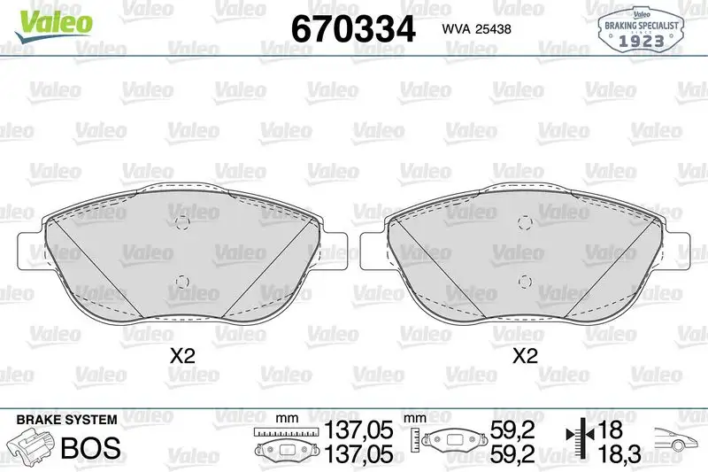 VALEO 670334 Ön Fren Balatası resmi