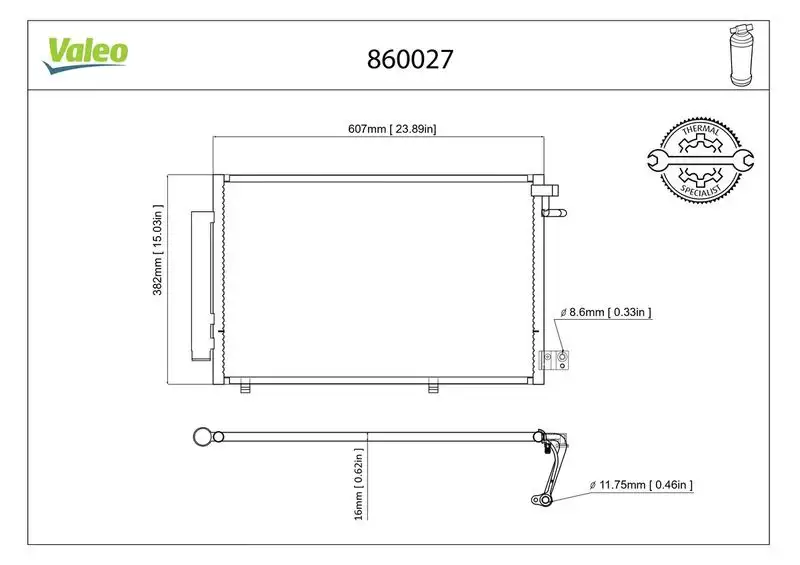 VALEO 860027 Klima Radyatörü 8V5119710BD resmi