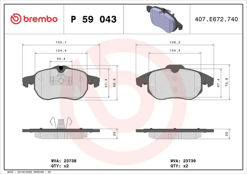 BREMBO P59043 Ön Fren Balatası resmi
