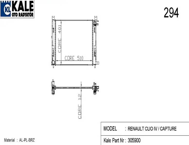 KALE 0518591AB Radyatör resmi