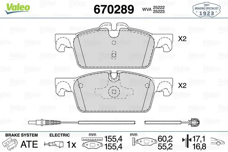 VALEO 670289 Ön Fren Balatası resmi