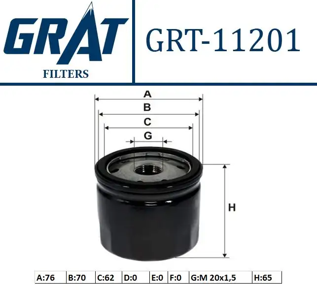 GRAT 11201 Yağ Filtresi 8200768927 resmi