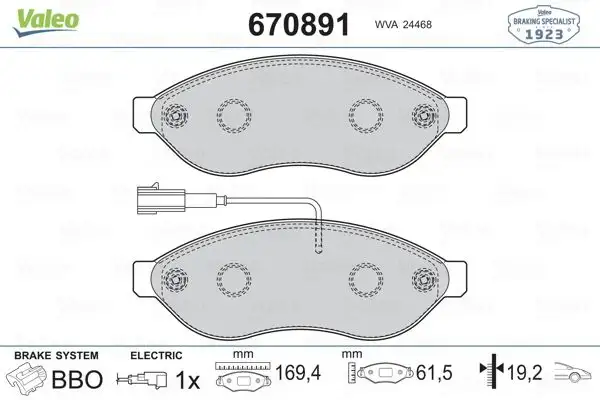 VALEO 670891 Ön Fren Balatası resmi