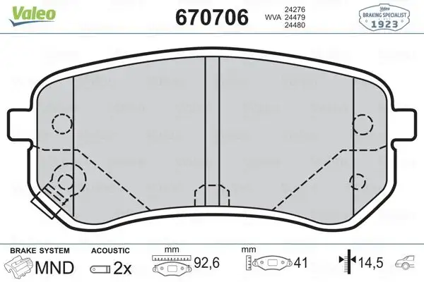 VALEO 670706 Arka Fren Balatası resmi