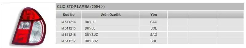 MARS 511215 Stop Lambası (Sol) 8200403982 resmi